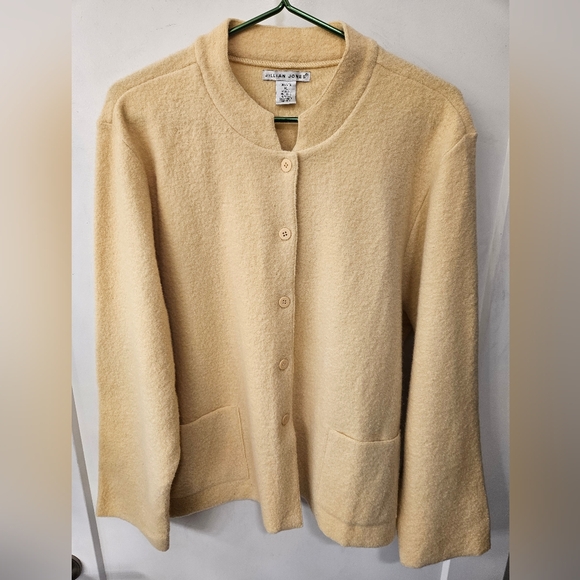 Jillian Jones Sweaters - Vintage - Boiled Wool Jillian Jones Yellow Cardigan - NWOT - Size XL